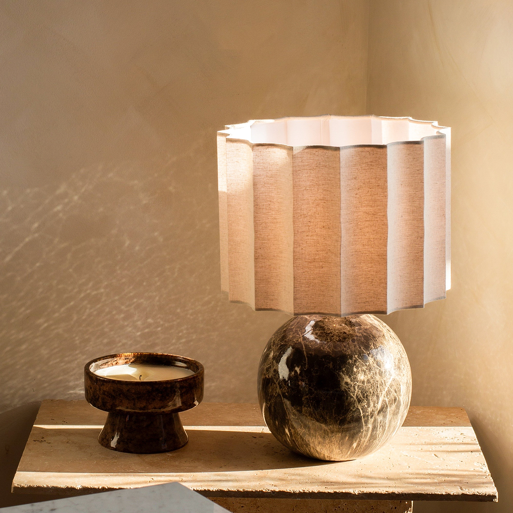 Caia Dark Emperador Scallop Shade Table Lamp