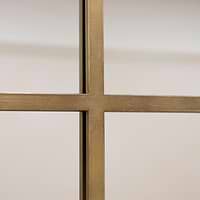 Gold industrial full length metal window mirror detail shot of frame design