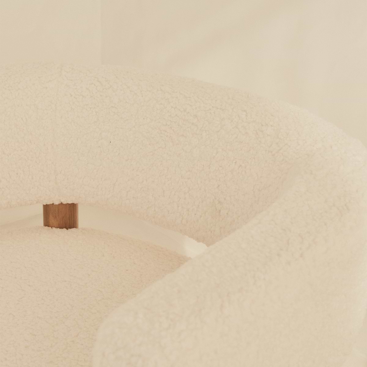 Cara - Boucle Accent Chair Ivory & Warm Wood