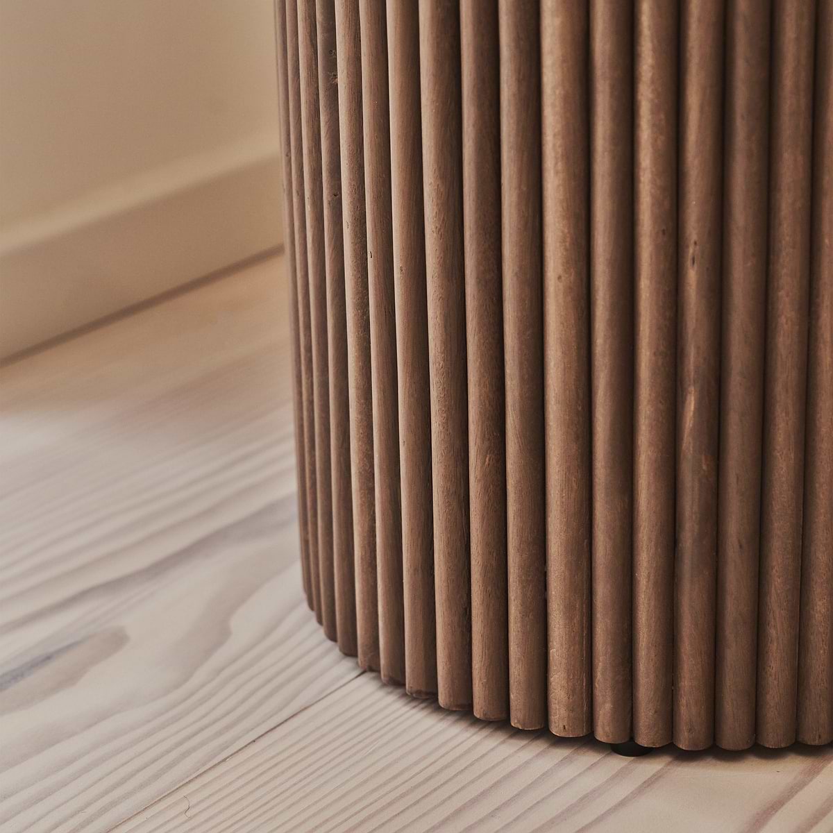 Sloane - Dark Emperador Marble Round Warm Wood Premium Side Table