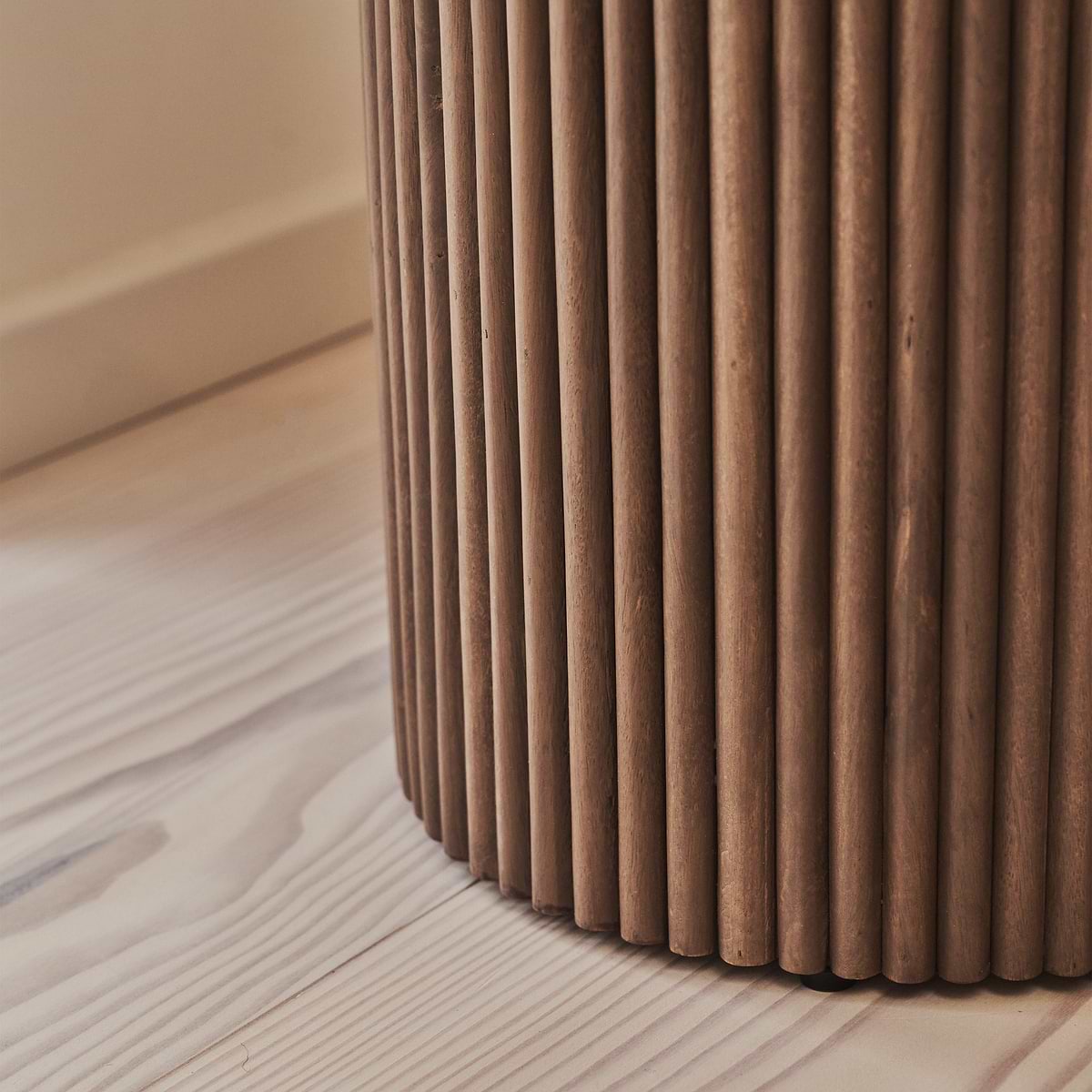Sloane - Dark Emperador Marble Round Warm Wood Premium Side Table