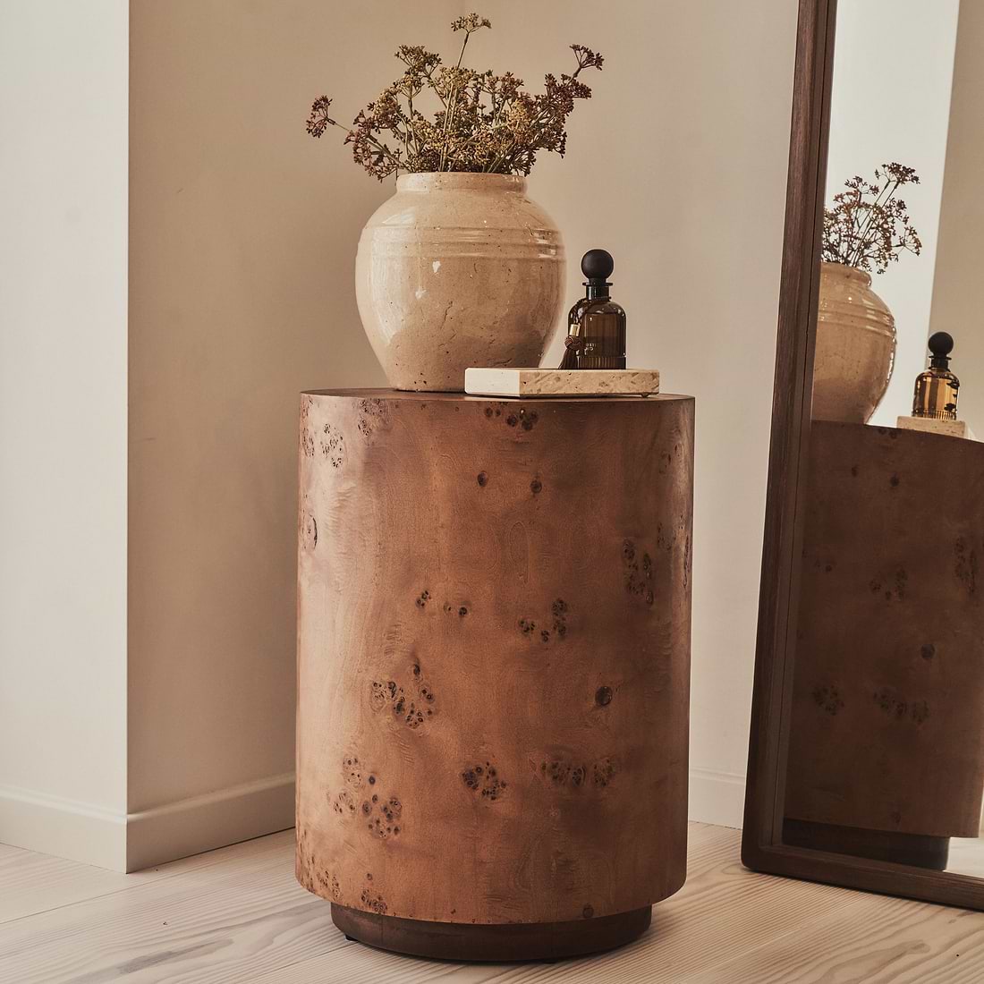 Arbour Large Dark Burl Premium Round Side Table