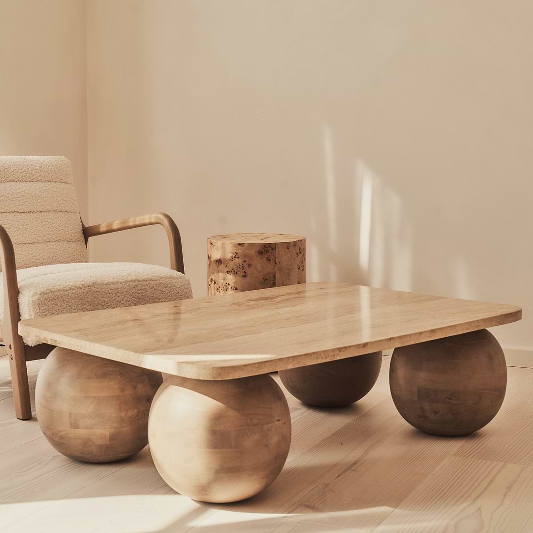 Melrose Travertine Rectangular Warm Premium Coffee Table