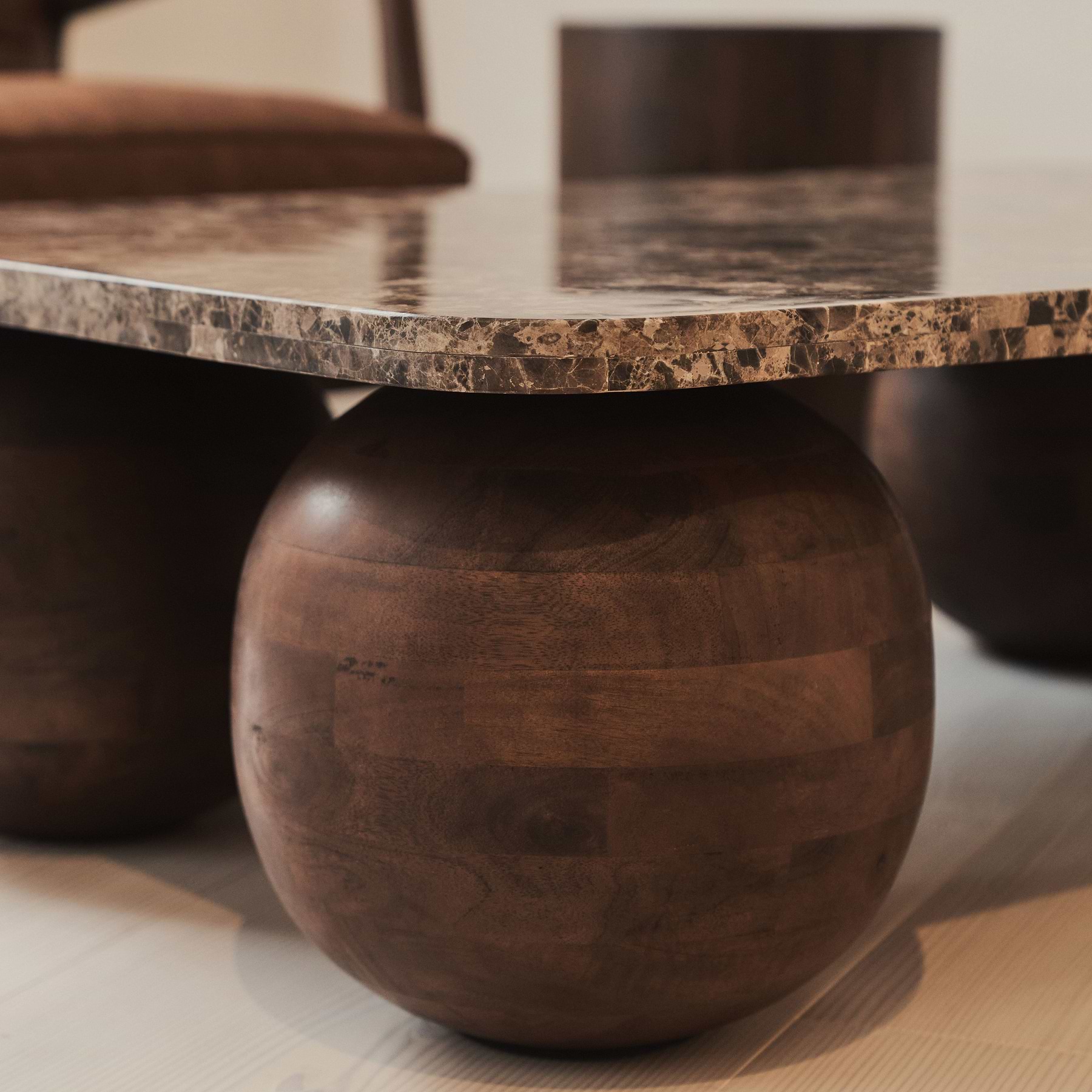 Melrose - Dark Emperador Marble Rectangular Dark Wood Premium Coffee Table