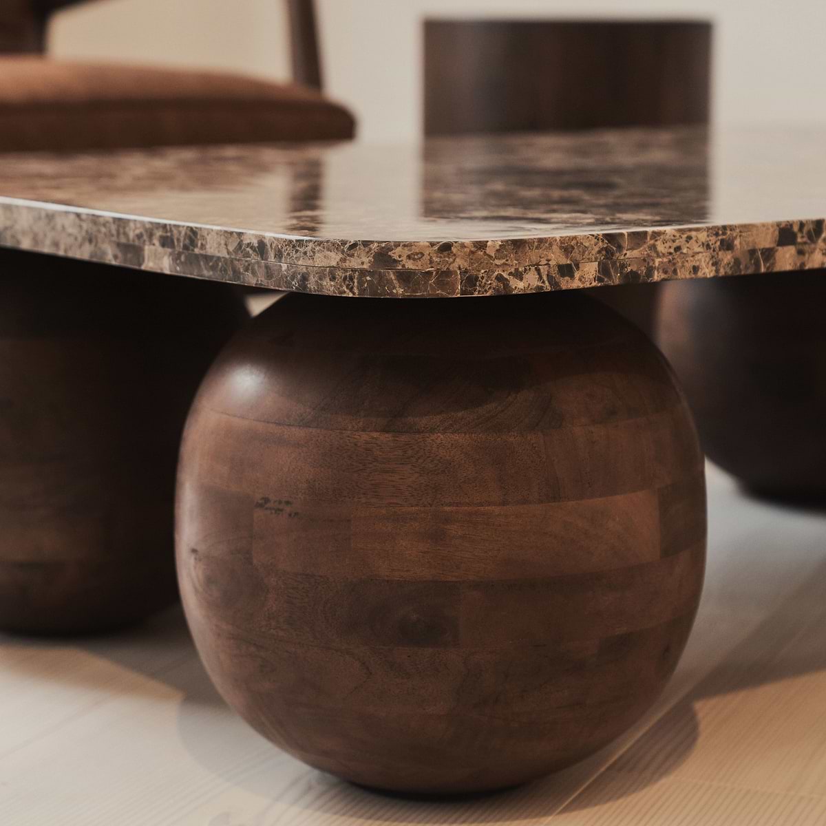 Melrose - Dark Emperador Marble Rectangular Dark Wood Premium Coffee Table