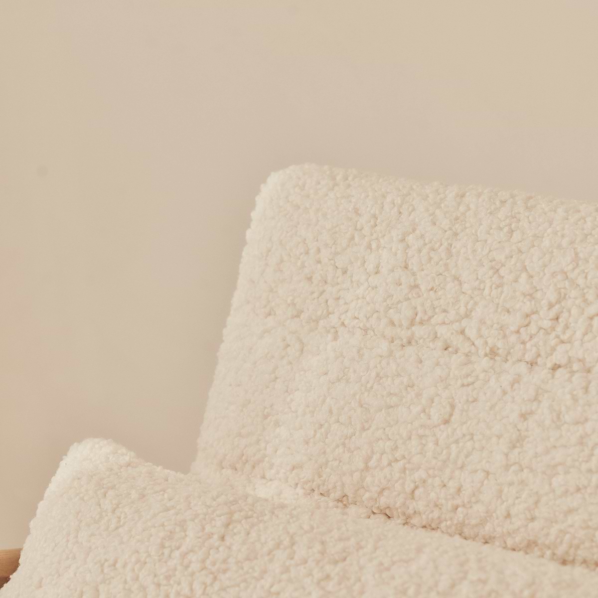 Hudson - Boucle Accent Chair Ivory & Warm Wood
