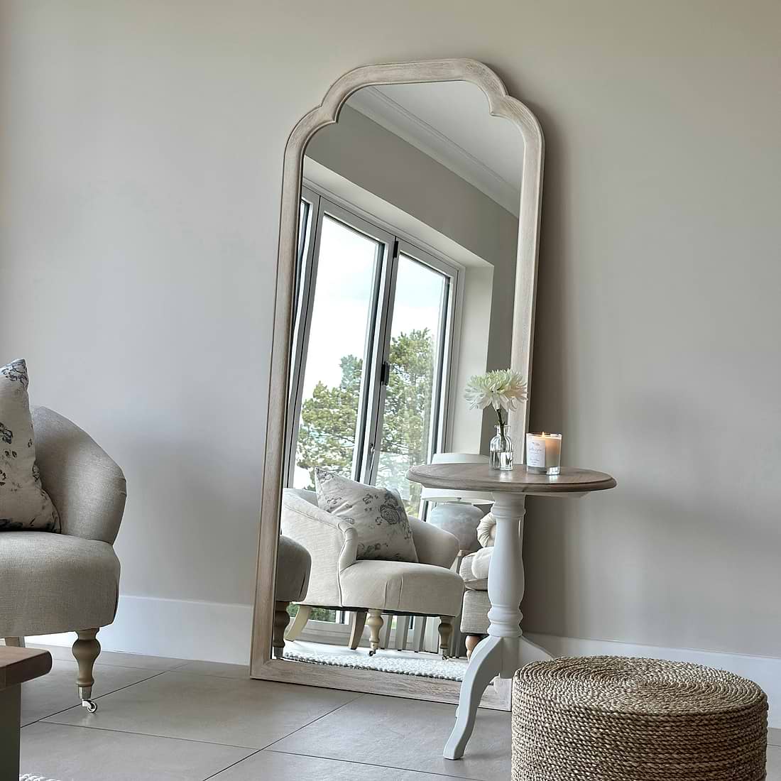Elena Full Length Washed Arched Mirror 170cm x 75cm