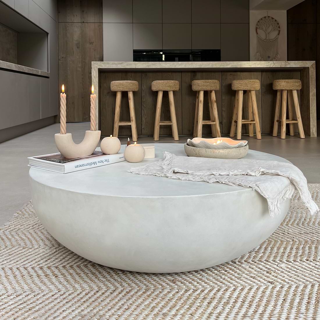 Enzo Large Minimal Concrete Round Coffee Table