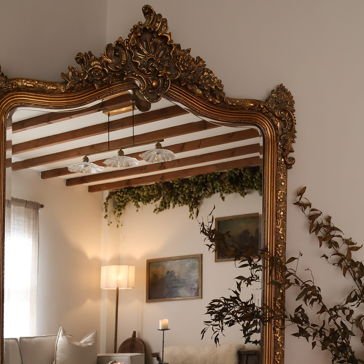 Francesca - Gold Arched Ornate Full Length Mirror 185cm x 100cm