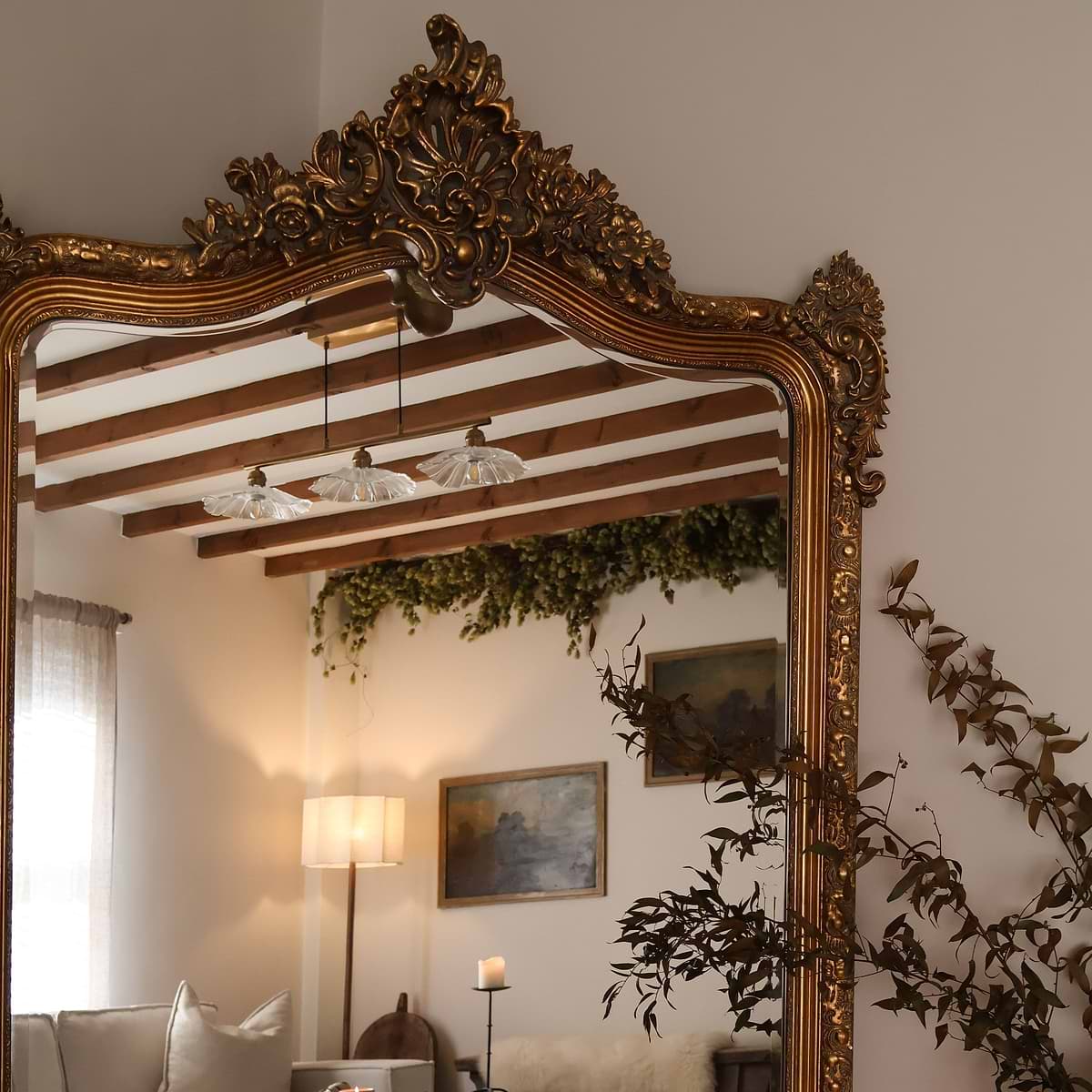 Francesca - Gold Arched Ornate Full Length Mirror 185cm x 100cm