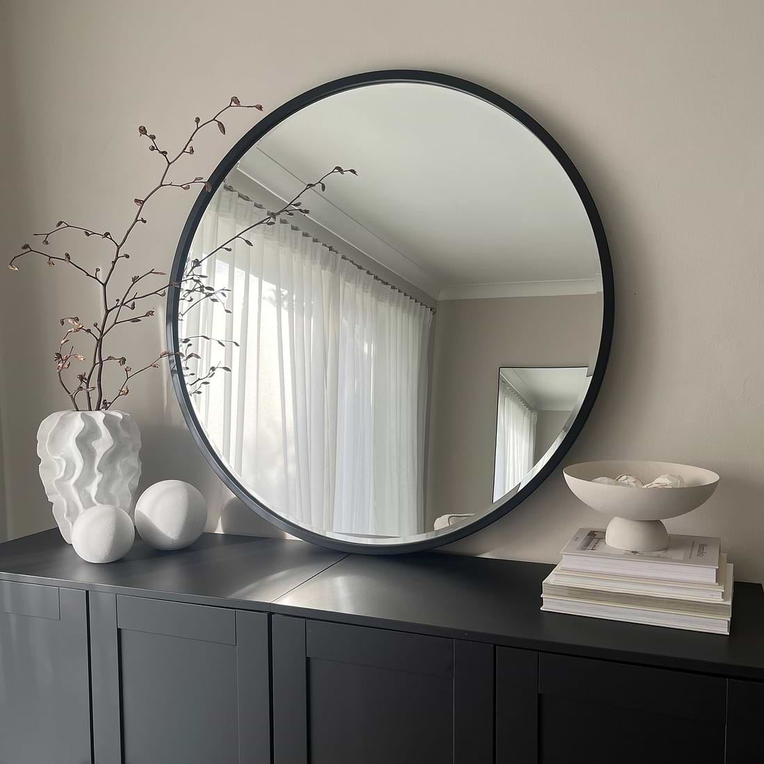 Higgins Metal Modern Round Wall Mirror 100cm x 100cm