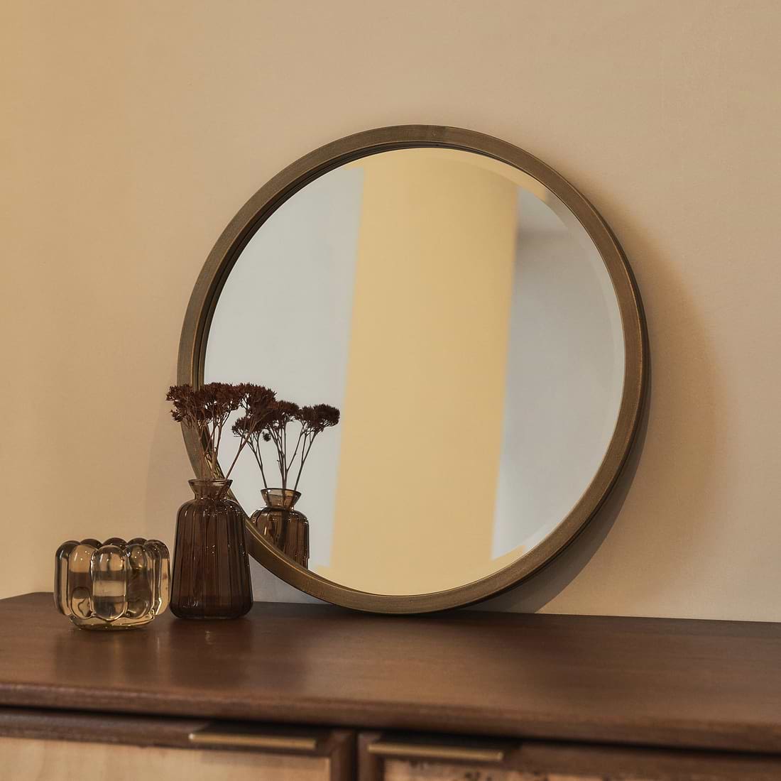 Higgins Metal Modern Round Wall Mirror 40cm x 40cm