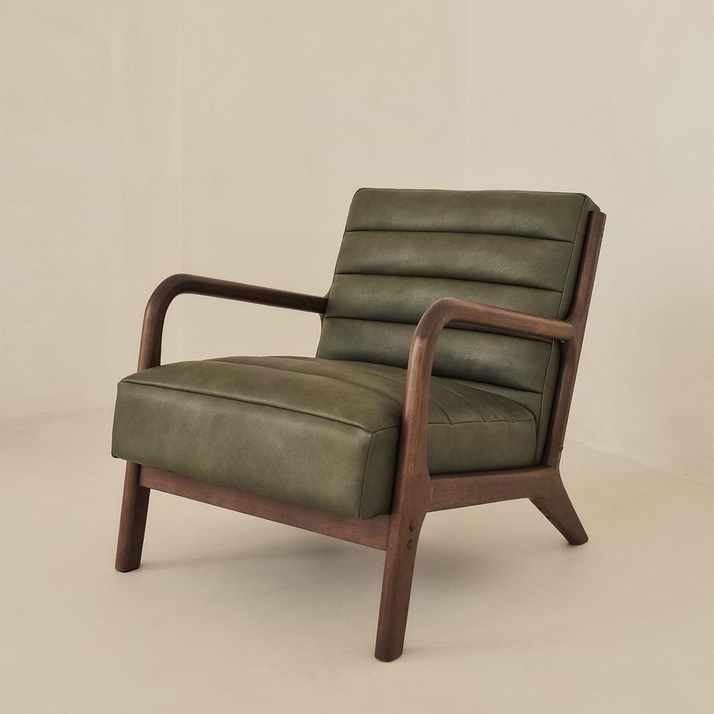 Hudson Leather Accent Chair & Dark