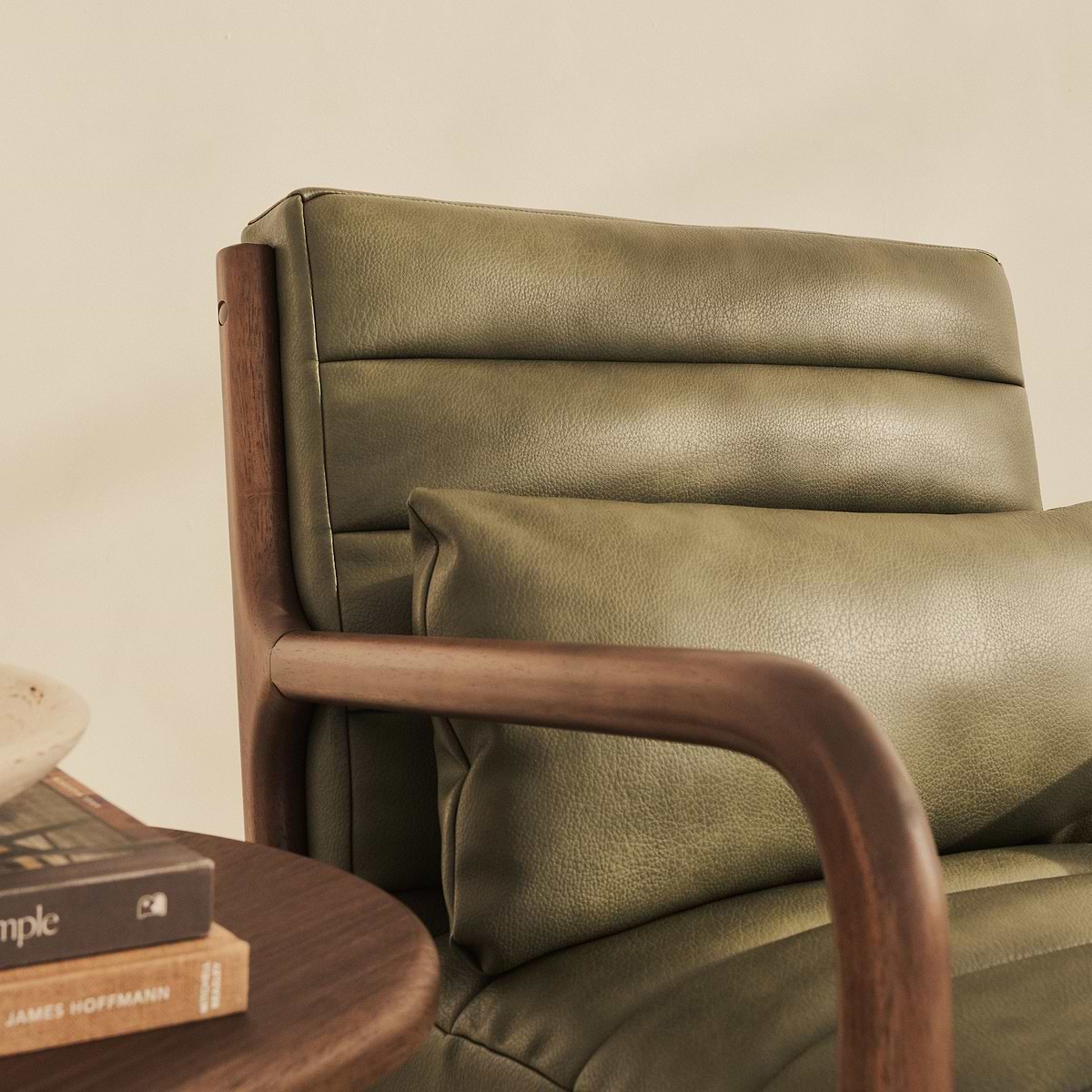 Hudson - Leather Accent Chair Olive & Dark Wood