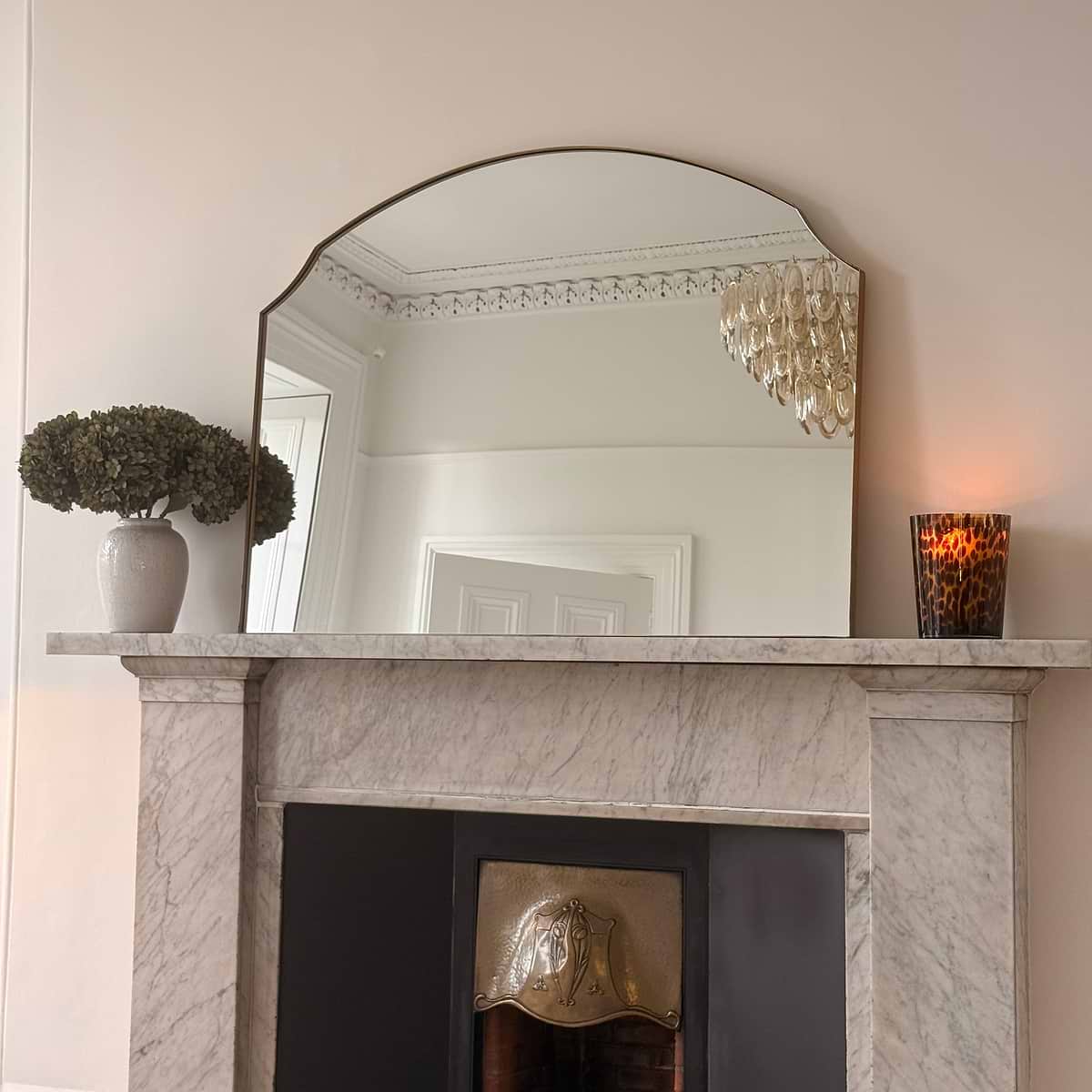 Isla - Gold Wide Arched Metal Overmantle Wall Mirror 120cm x 90cm