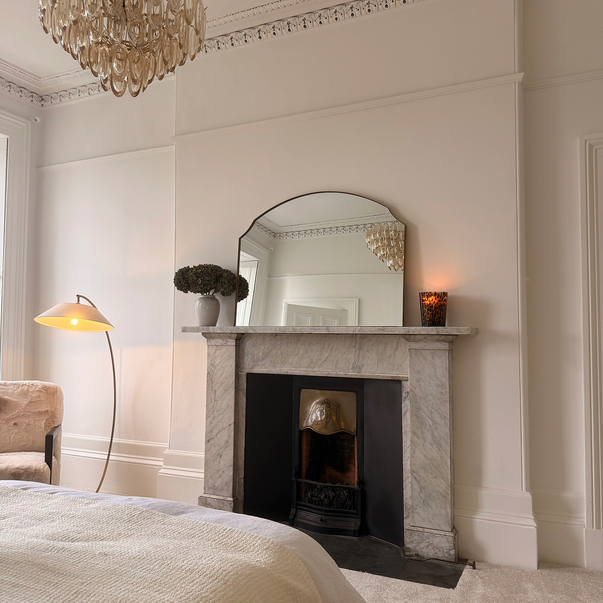Isla - Gold Wide Arched Metal Overmantle Wall Mirror 120cm x 90cm