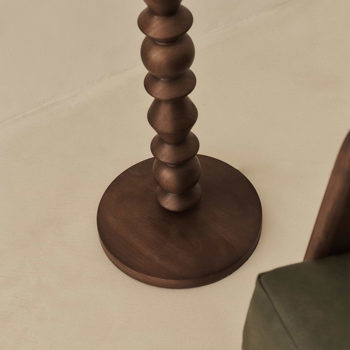 Ivy - Dark Wood Drum Shade Floor Lamp