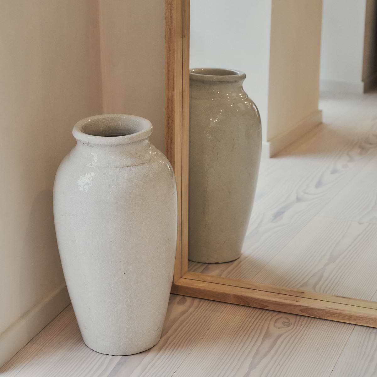 Lilia - Full Length Light Wood Arched Wooden Mirror 170cm x 80cm