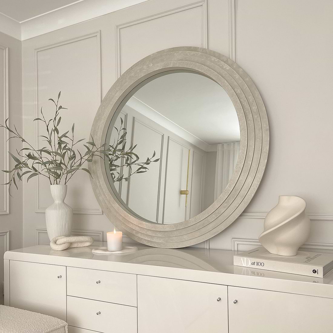 Luciana Round Concrete Wall Mirror 110cm x 110cm