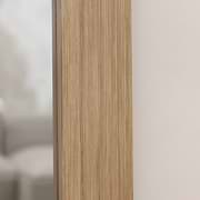 Full Length Arched Washed Wood Mirror detail shot of unique stepped frame side