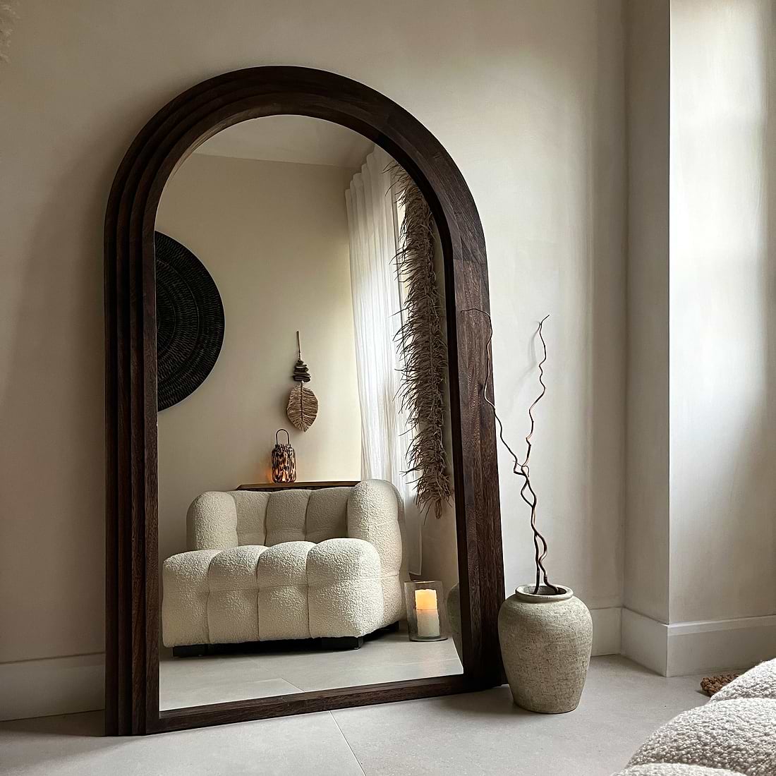 Luciana Full Length Arched Charred Mirror 180cm x 110cm