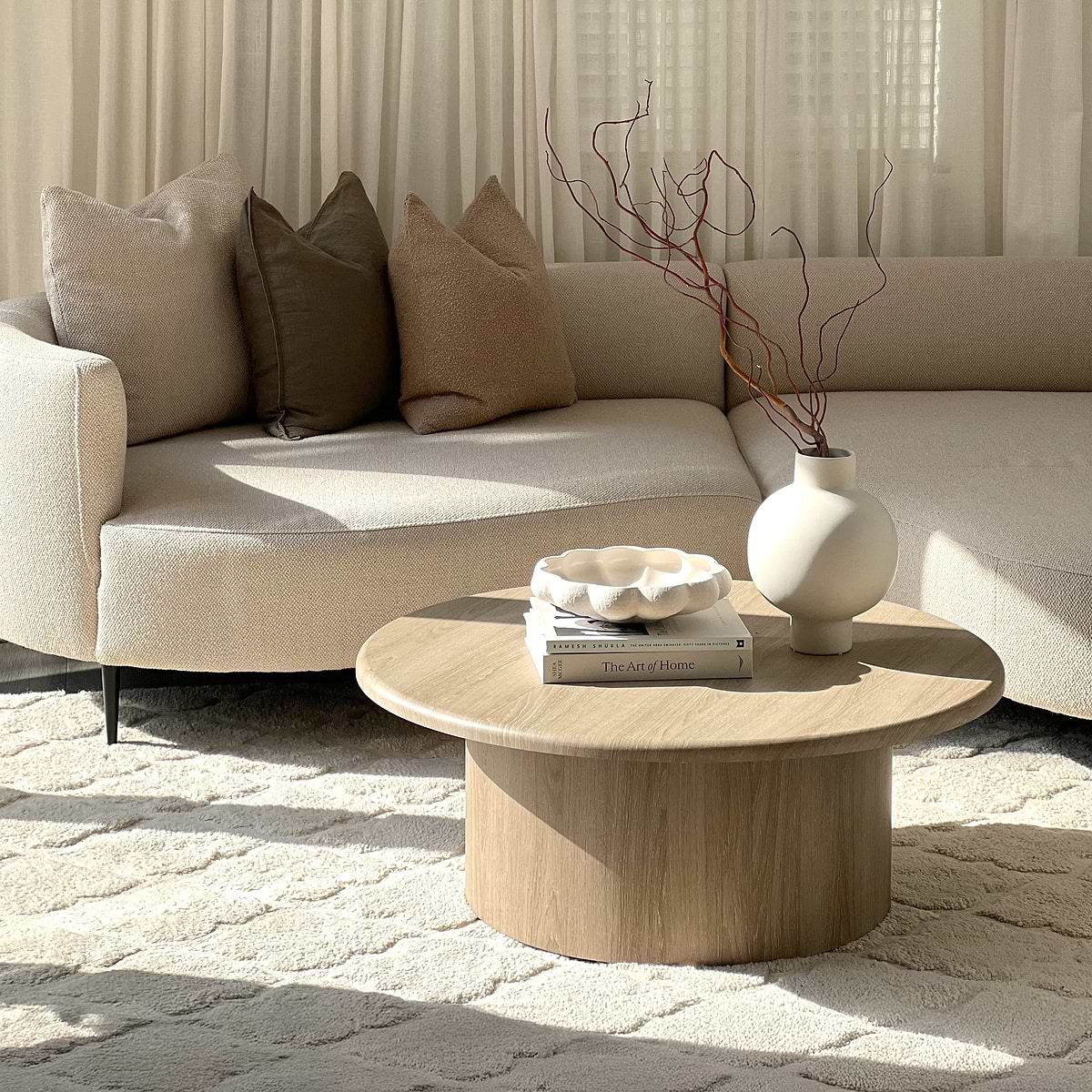 Madison - Large Washed Wood Round Wooden Coffee Table