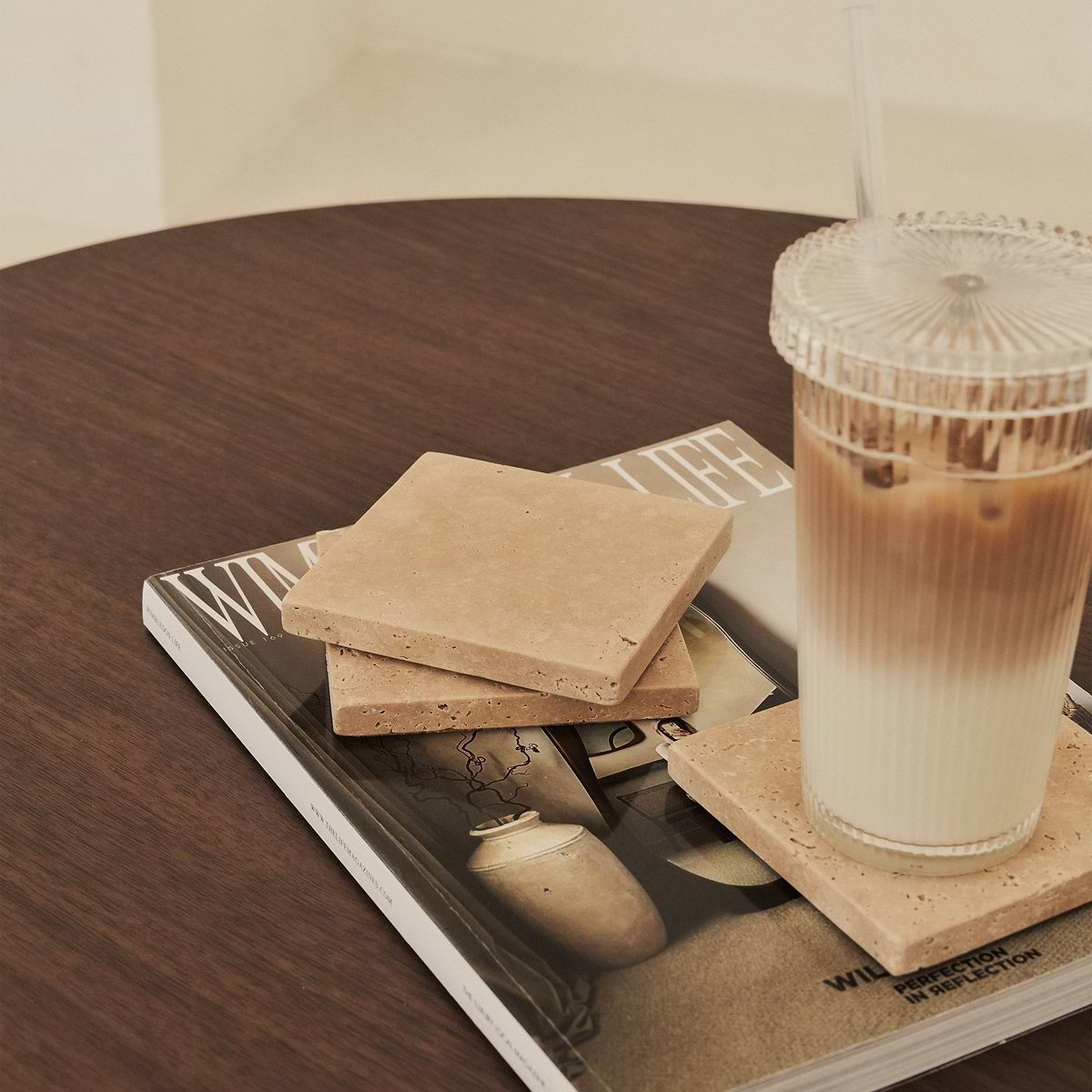 Marbelle - Cream Travertine Coasters Set of 4 Square