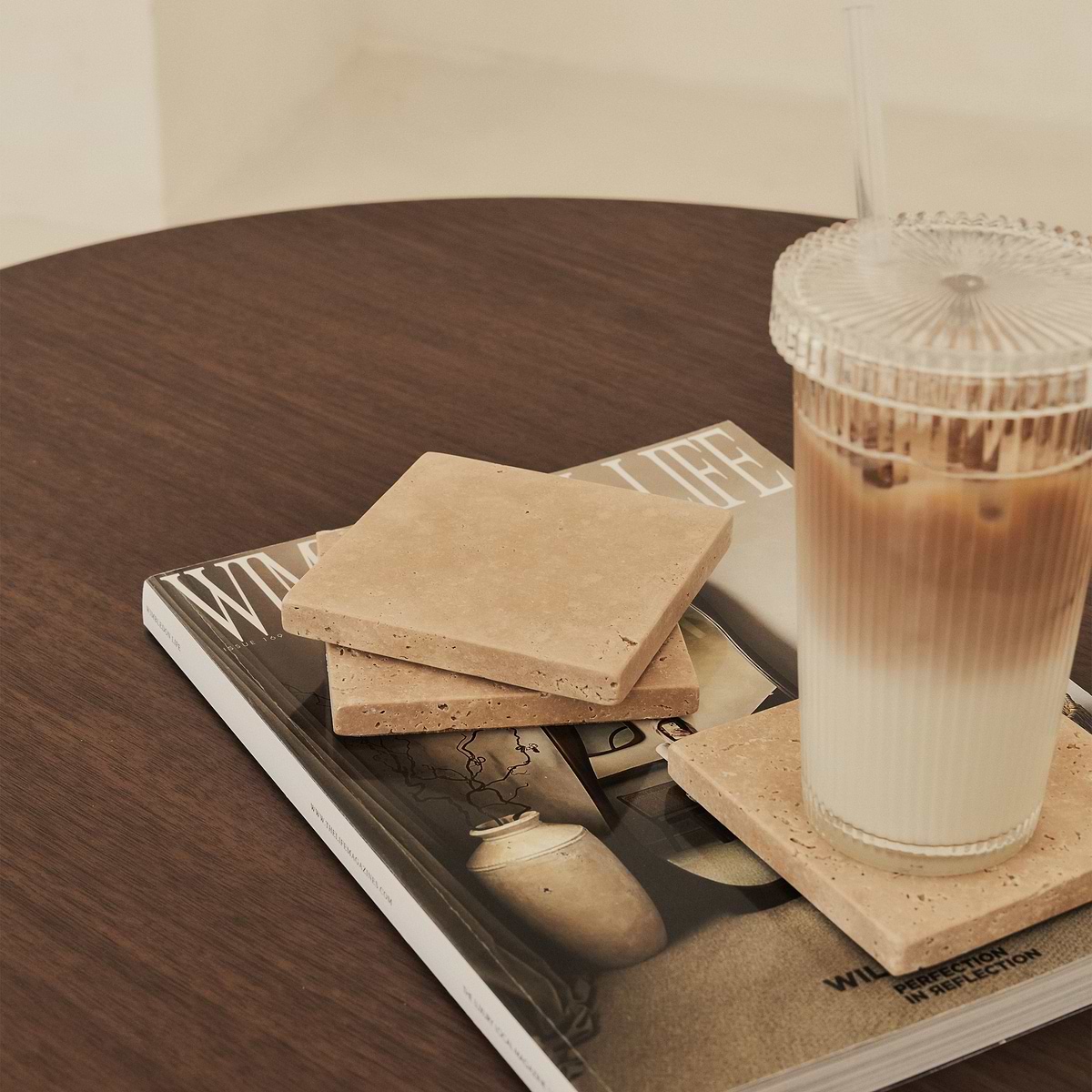Marbelle - Cream Travertine Coasters Set of 4 Square