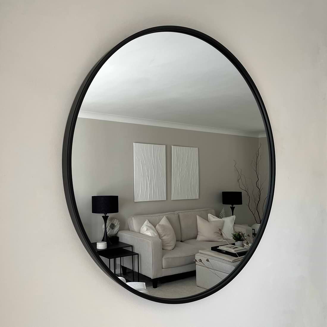 Metro Large Metal Round Wall Mirror 90cm x 90cm