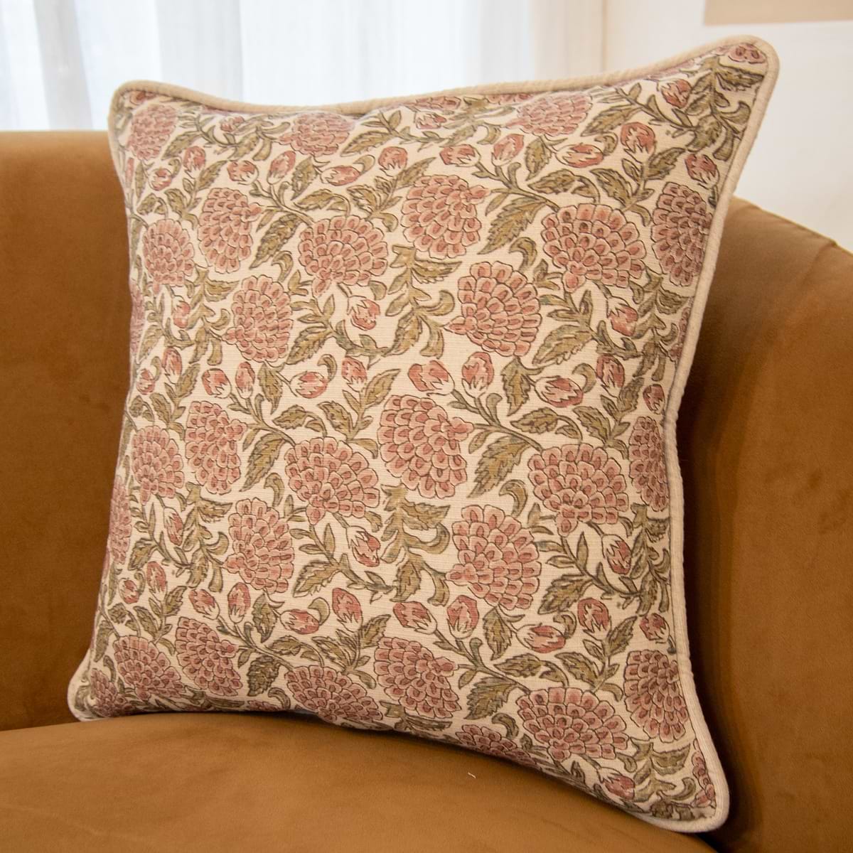 Erisha - Rose Printed Fabric Cushion