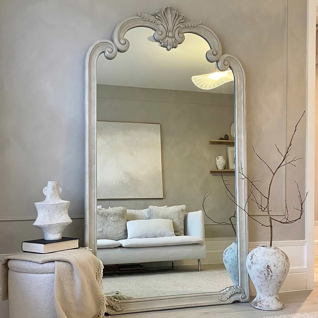 Pelazzo Full Length Extra Large Concrete Ornate Mirror 185cm x 104cm
