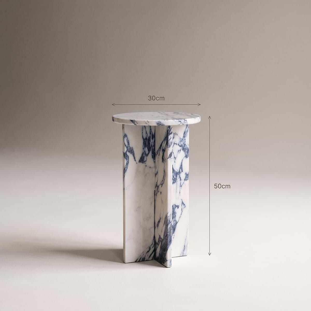 Ravello - Arabescato Round Premium Solid Marble Side Table