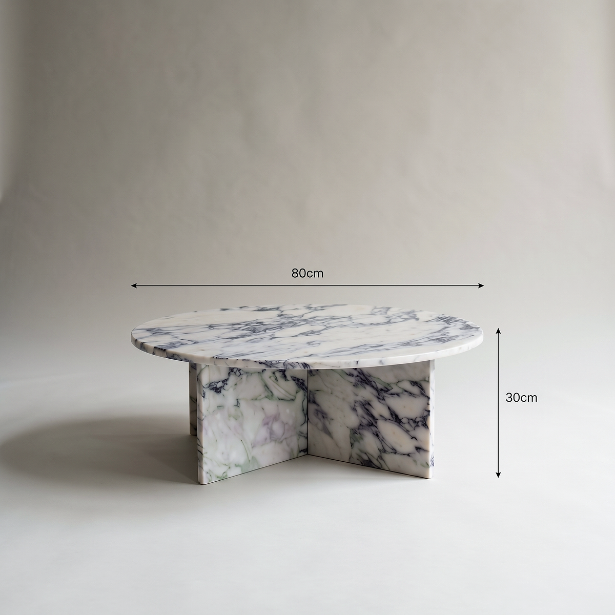 Ravello - Arabescato Round Premium Solid Marble Coffee Table