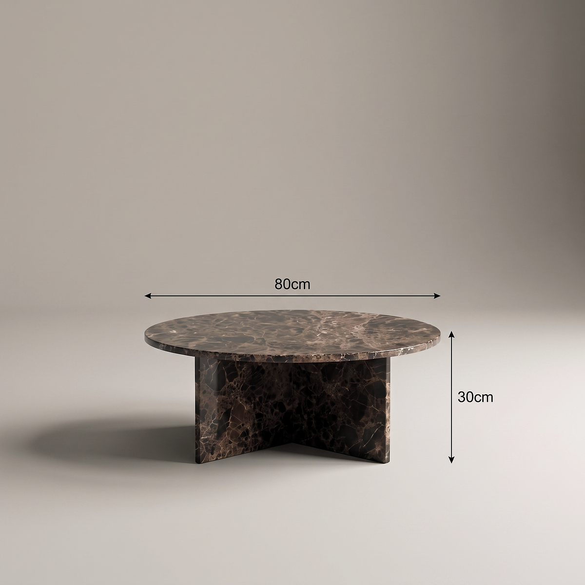 Ravello - Dark Emperador Round Premium Solid Marble Coffee Table