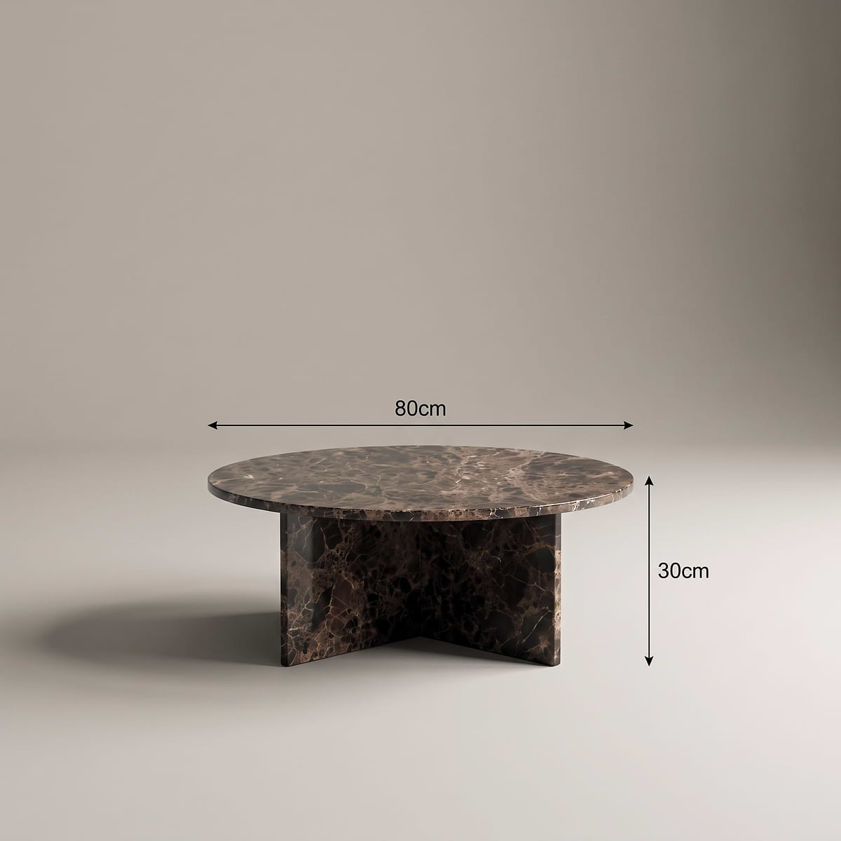 Ravello - Dark Emperador Round Premium Solid Marble Coffee Table