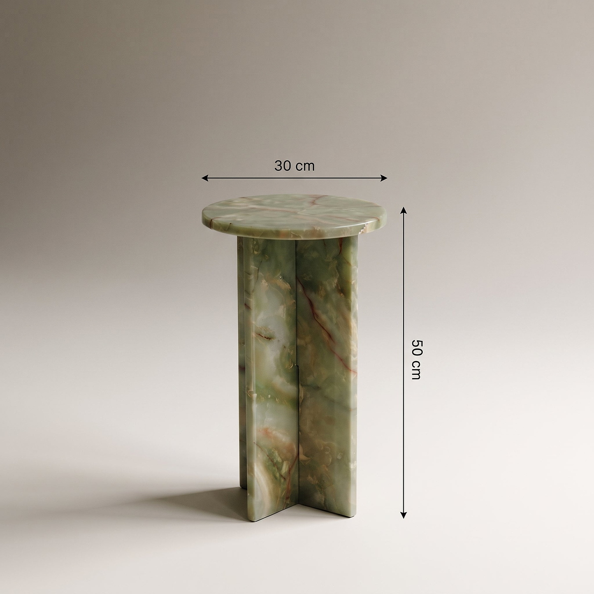 Ravello - Green Onyx Round Premium Solid Marble Side Table