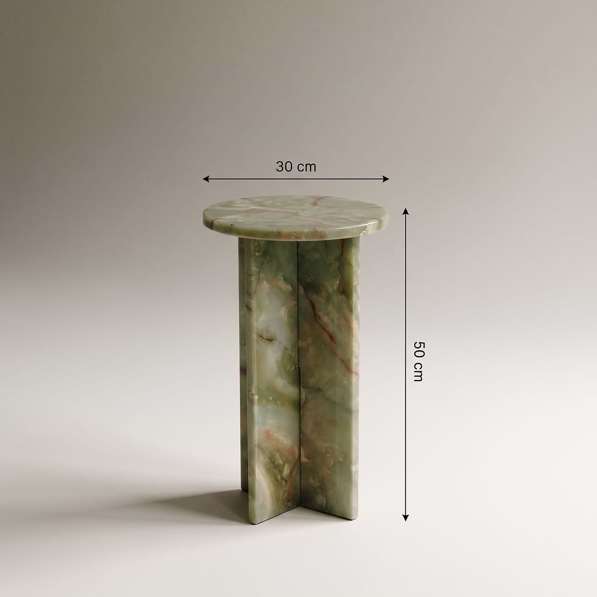 Ravello - Green Onyx Round Premium Solid Marble Side Table
