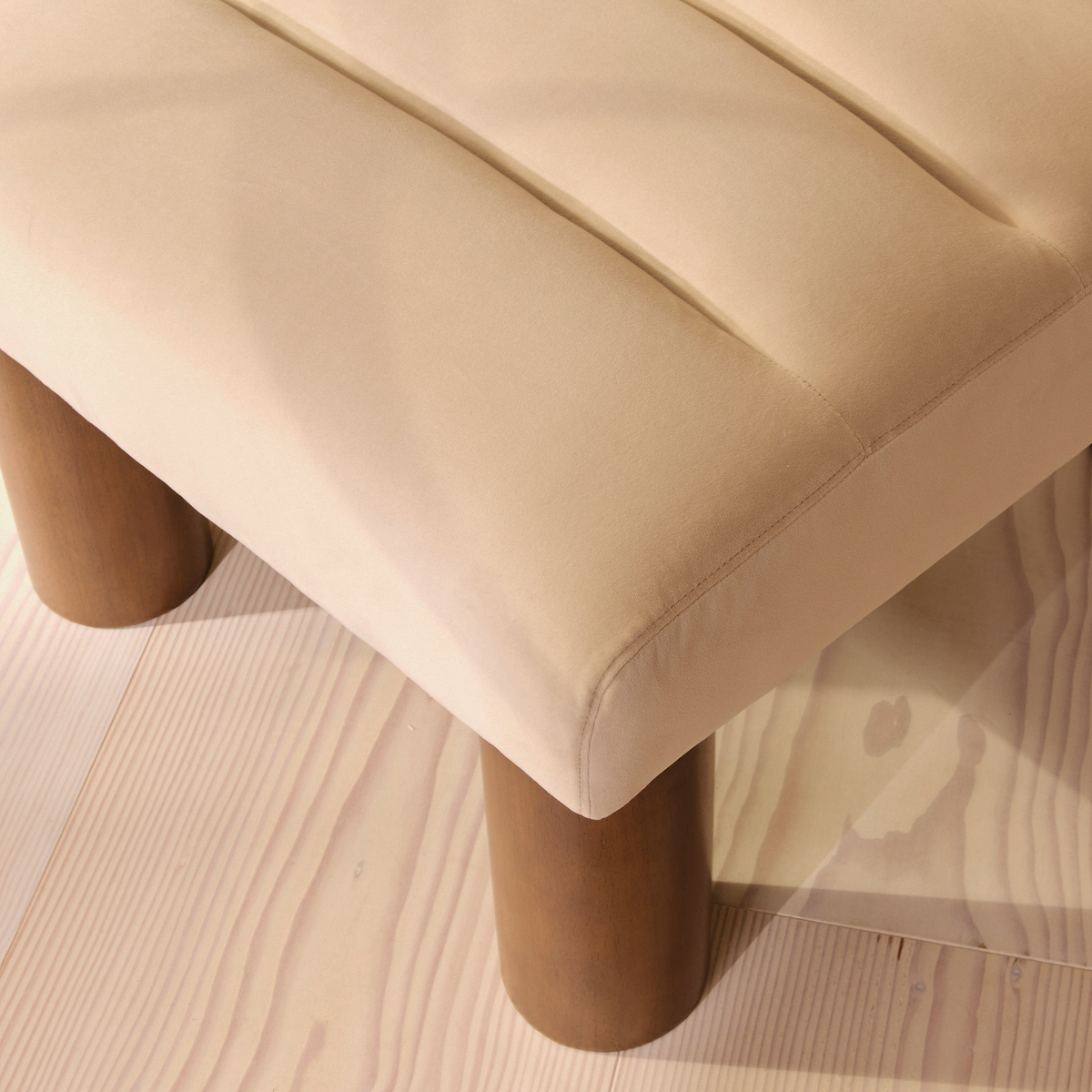 Rowan - Velvet Accent Chair Beige & Dark Wood