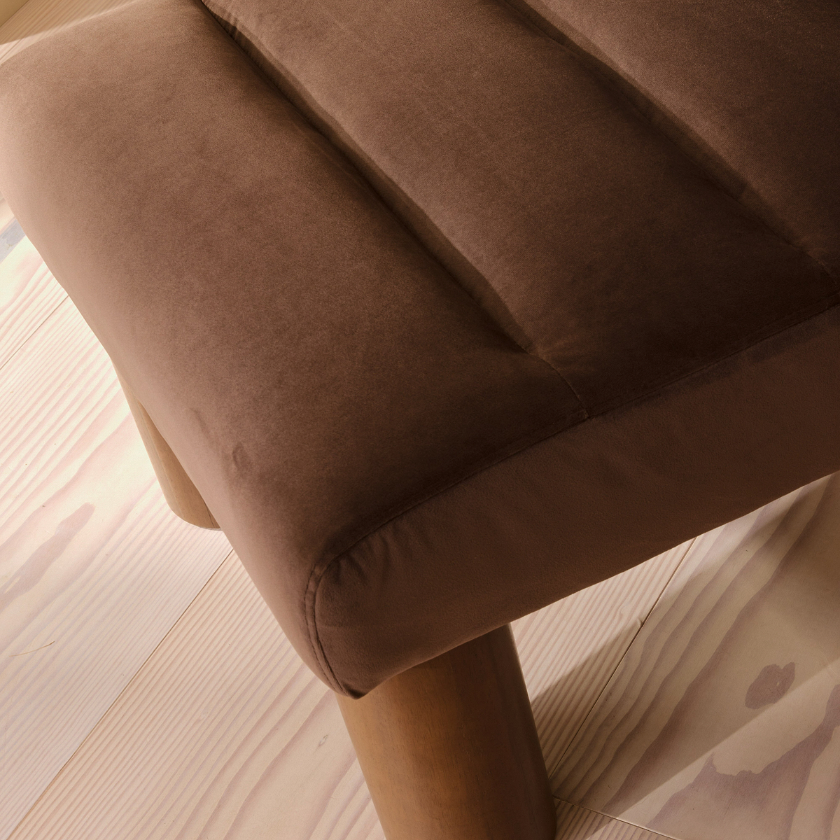 Rowan - Velvet Accent Chair Brown & Dark Wood