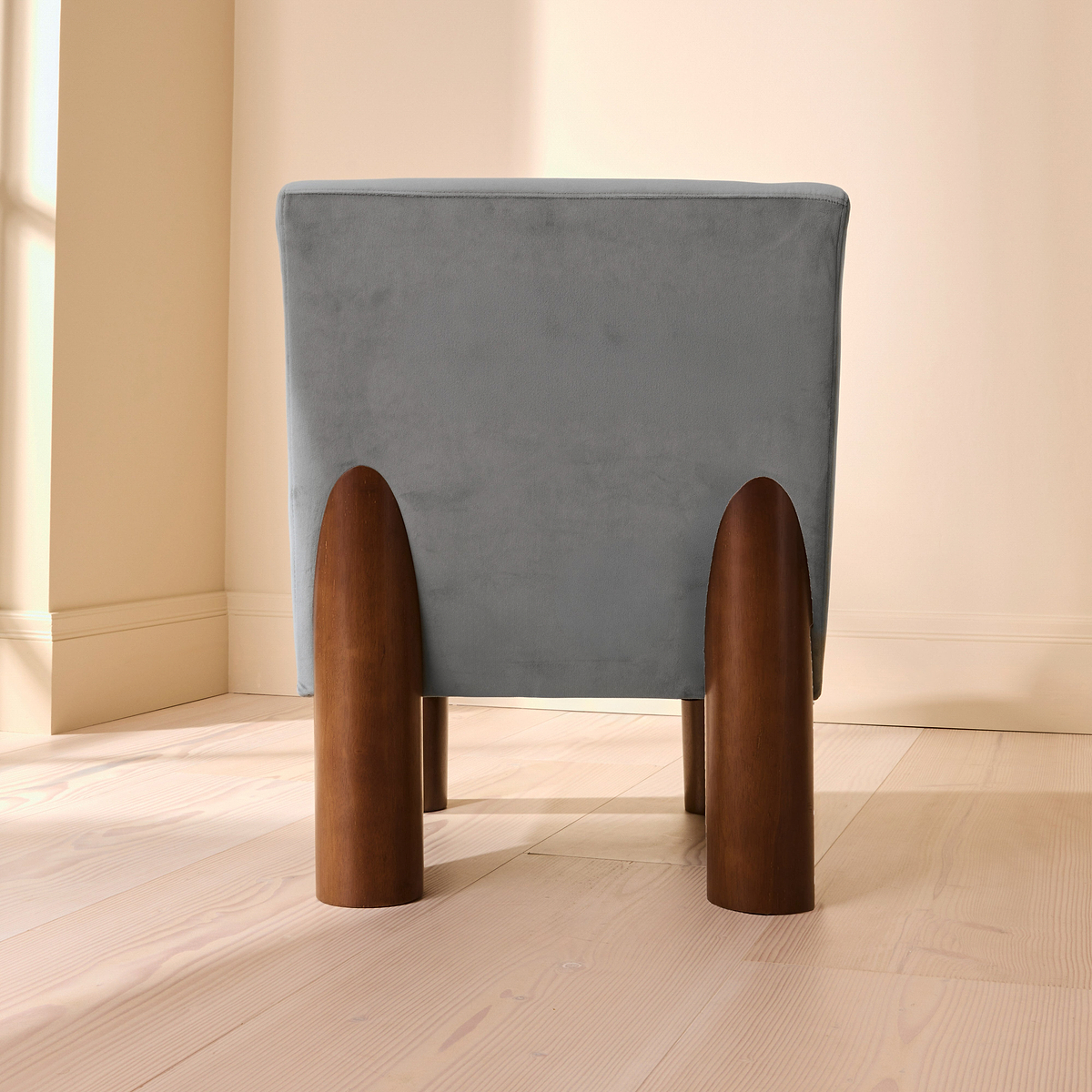 Rowan - Velvet Accent Chair Blue & Dark Wood