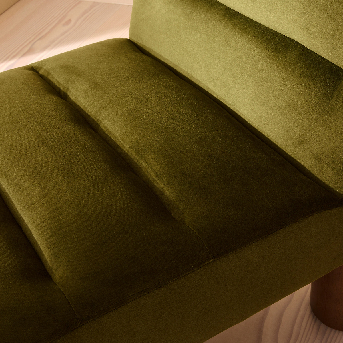 Rowan - Velvet Accent Chair Olive & Dark Wood