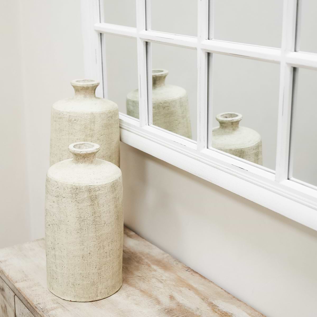 Sasha - White Shabby Chic Rectangular Window Mirror 134cm x 70cm