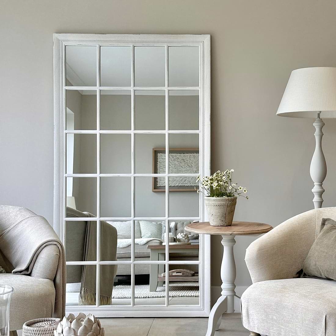 Sasha Shabby Chic Full Length Window Mirror 180cm x 100cm