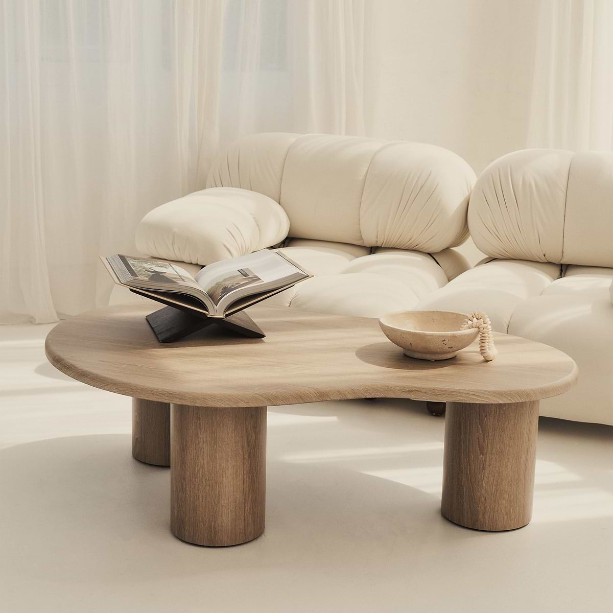 Savanna - Large Washed Wood Irregular Wooden Coffee Table