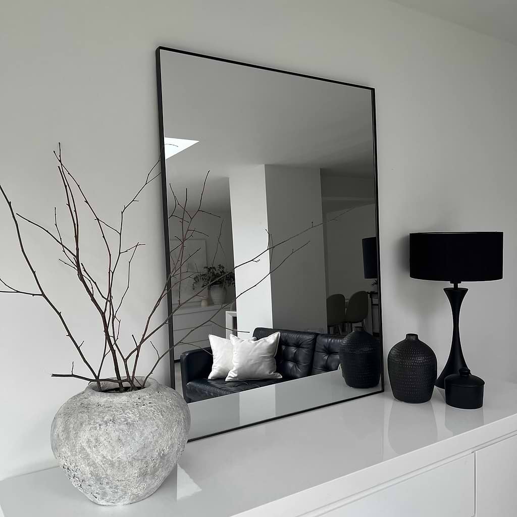 Theo Black Rectangular Metal Wall Mirror 120cm x 90cm