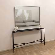Black Rectangular Metal Large Wall Mirror displayed horizontally on wall