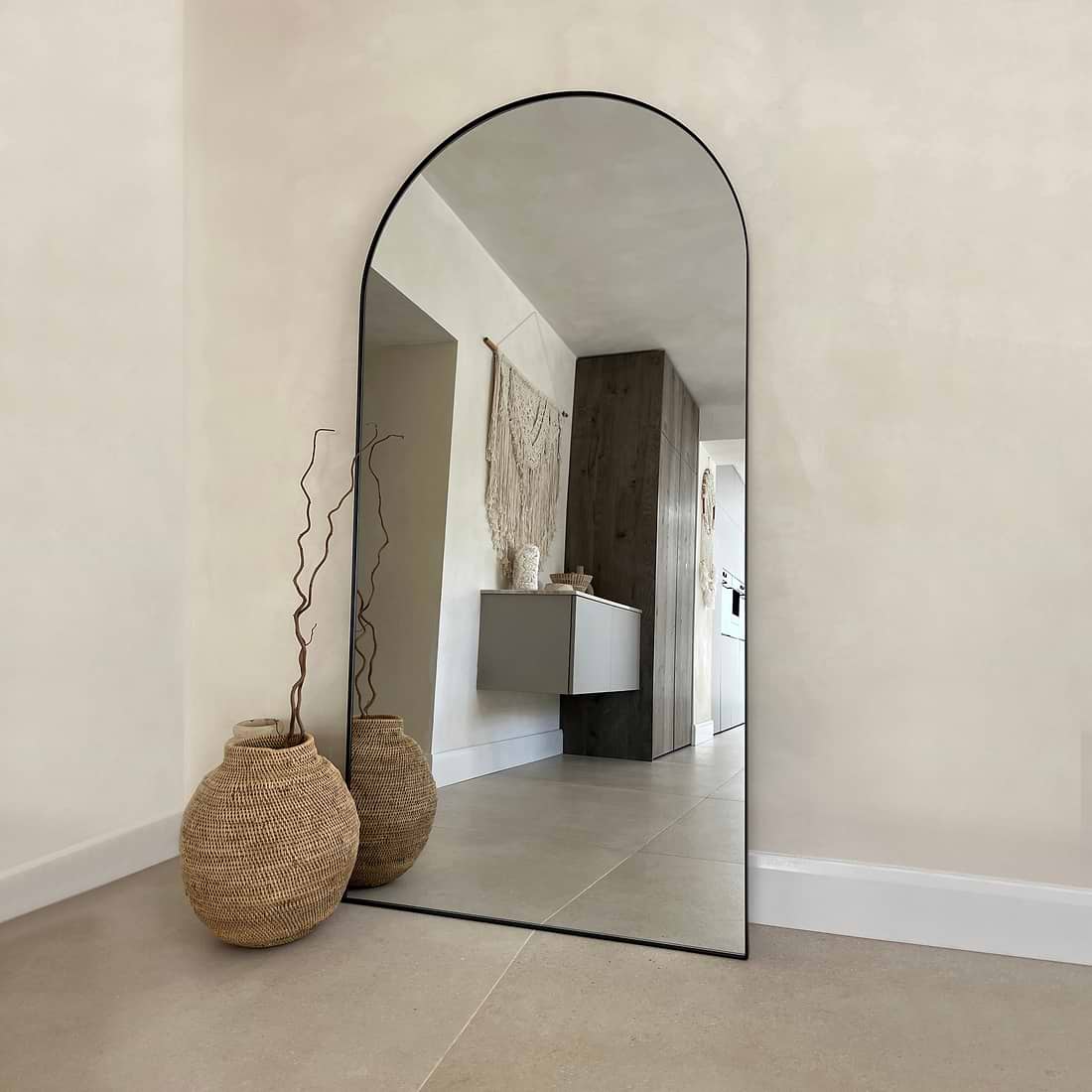 Theo Full Length Arched Large Metal Mirror 180cm x 90cm