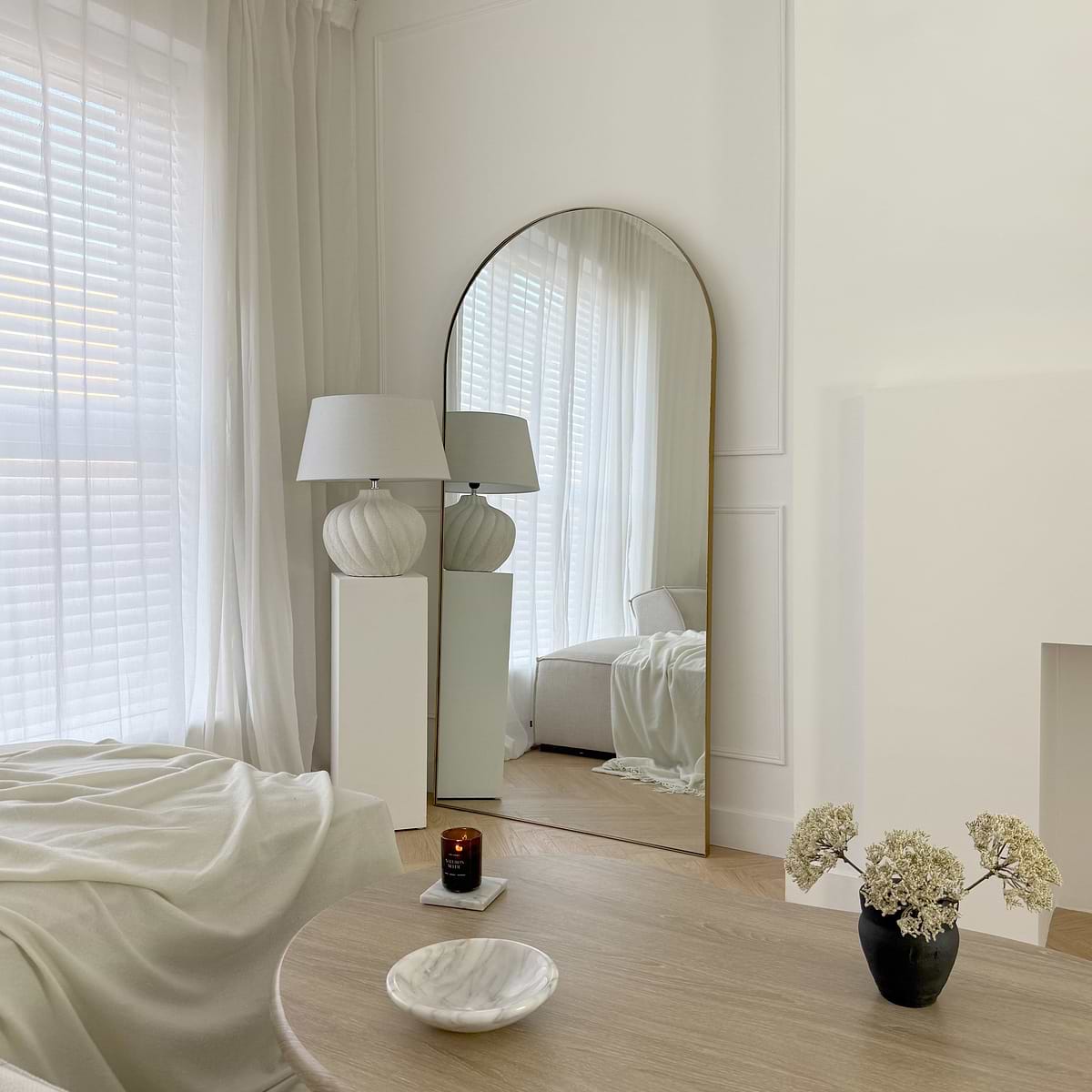 Theo - Full Length Gold Arched Large Metal Mirror 180cm x 90cm
