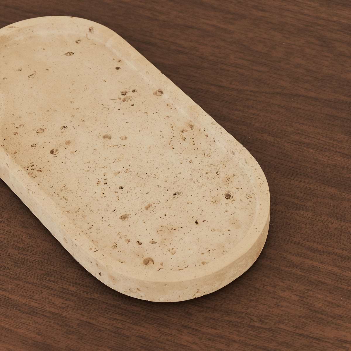 Travara - Cream Travertine Oval Decorative Tray