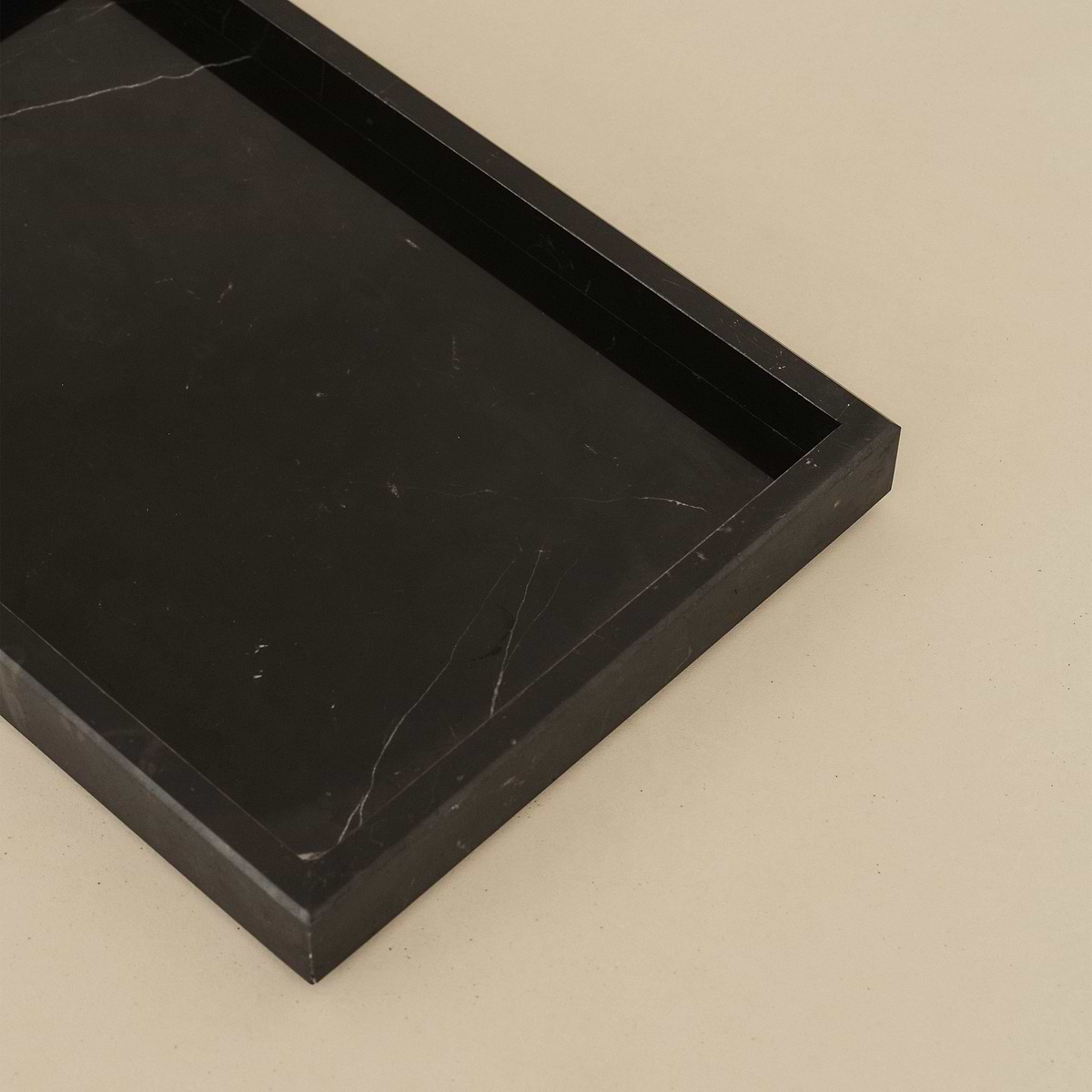 Travara - Black Marble Large Rectangular Decorative Tray